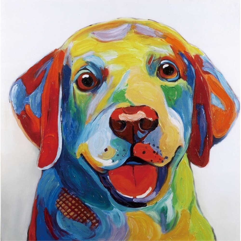 Roz Dog Hand Painted Canvas Wall Decor - Multi-color