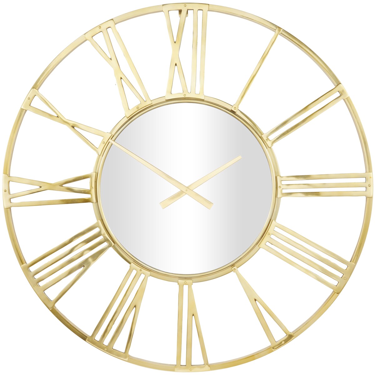 Aluminum Metal Geometric Open Frame Decorative Wall Clock with Glass Center - Silver or Gold - Roche River Decor