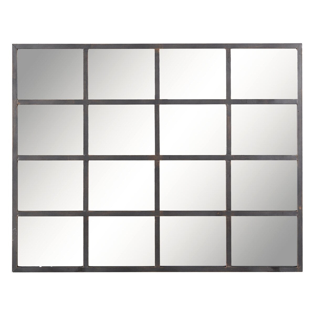 Metal Window Pane Inspired Grid Room Wall Mirror - Copper, Brown, Black - Roche River Decor