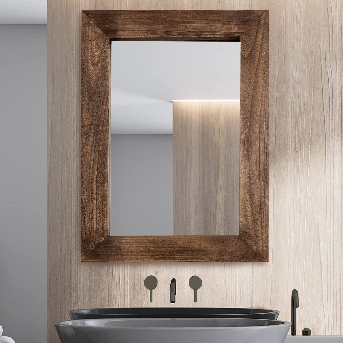 Farmhouse Wooden Framed Bathroom Vanity Wall Mirror