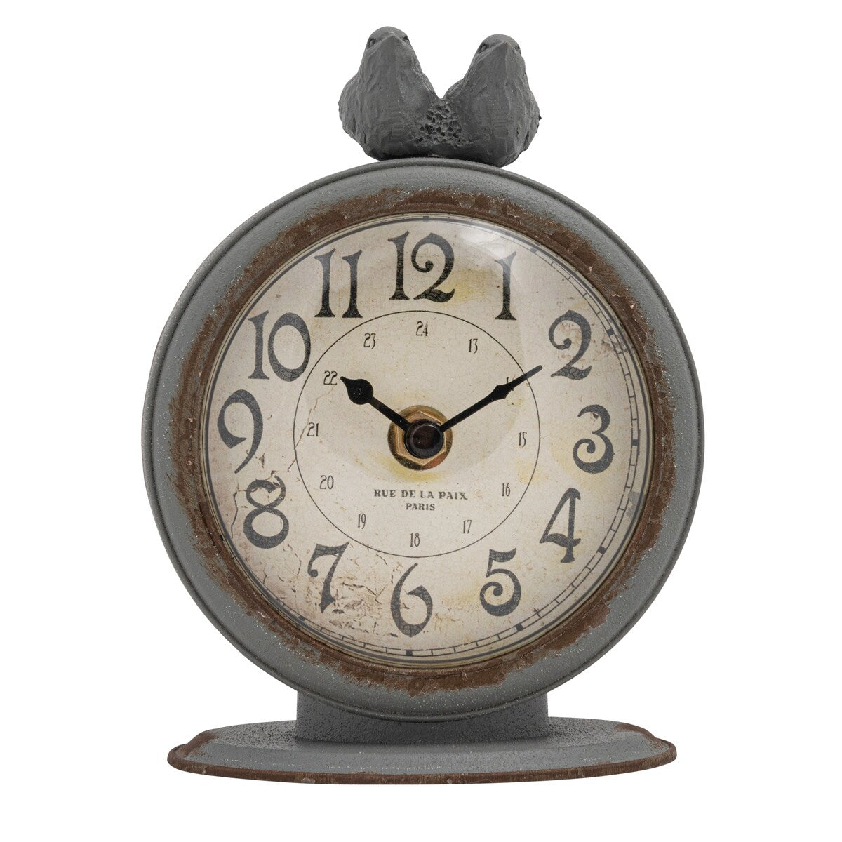 Pewter Mantel Clock with Birds