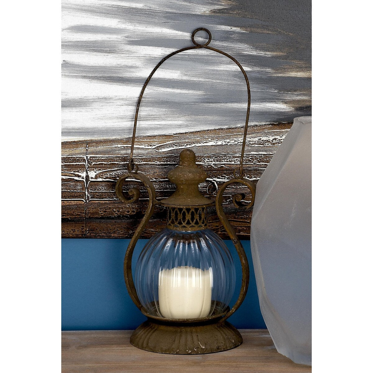 Metal Decorative Indoor Outdoor Candle Lantern with Handle - Brown - Roche River Decor