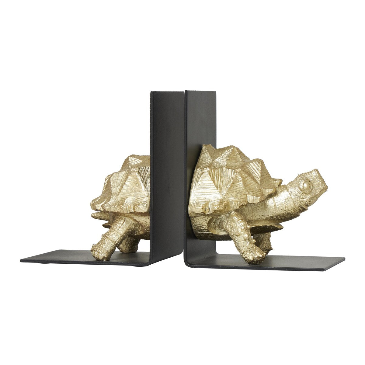 Polystone Turtle Decorative Bookends with Black Stands - Set of 2 Brass - CosmoLiving by Cosmopolitan