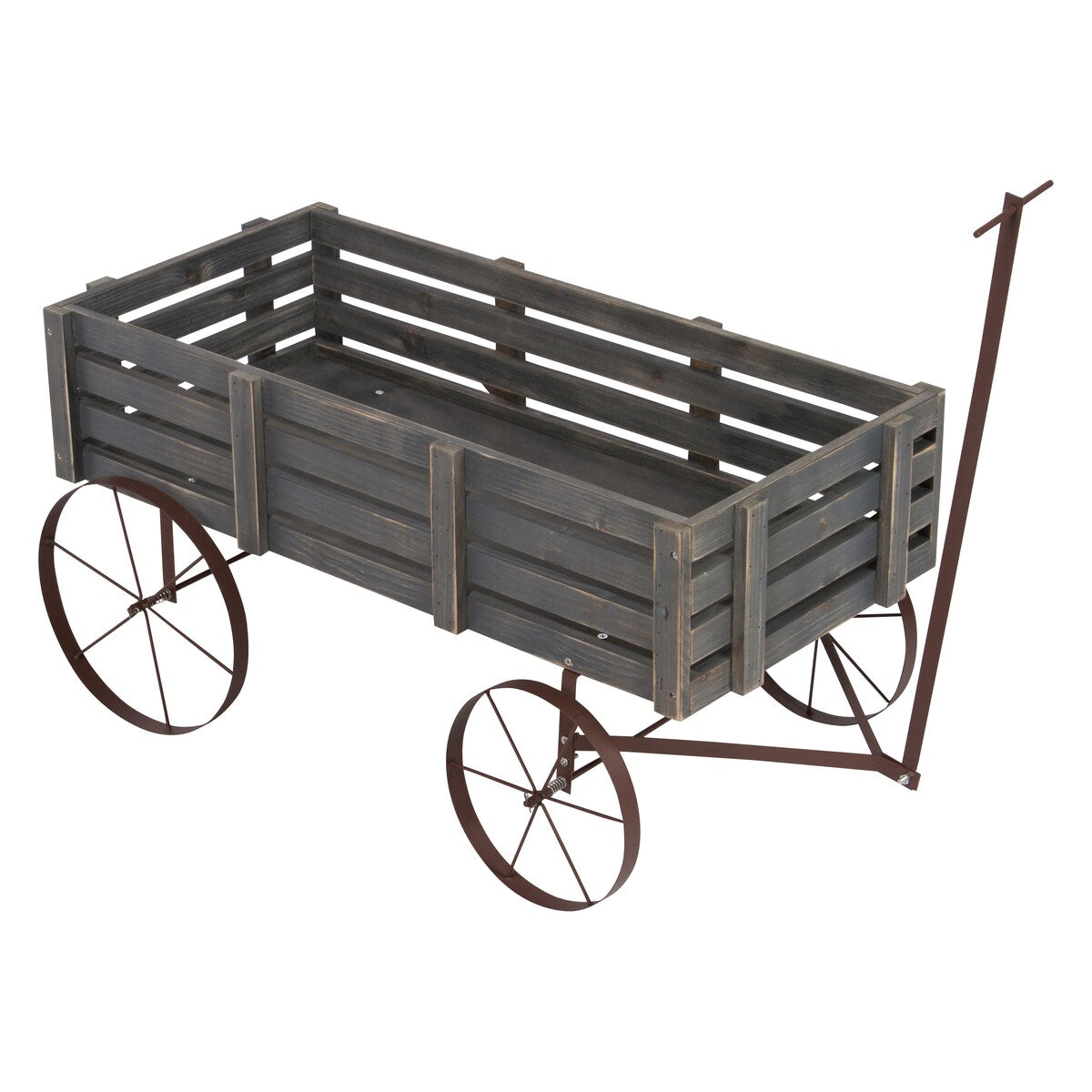 Goldcoast 51 Rustic Wagon Garden Planter with Metal Wheels