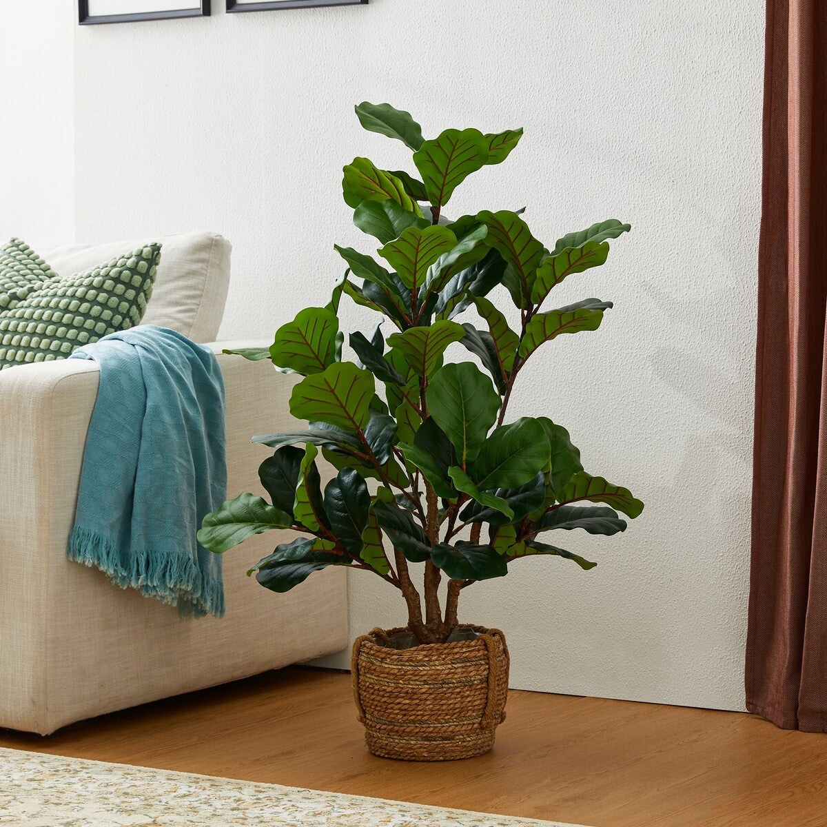 Glitzhome 3.5ft 41.25H Potted Real Touch Fiddle Leaf Fig Faux Tree - 23.5D x 41.25H