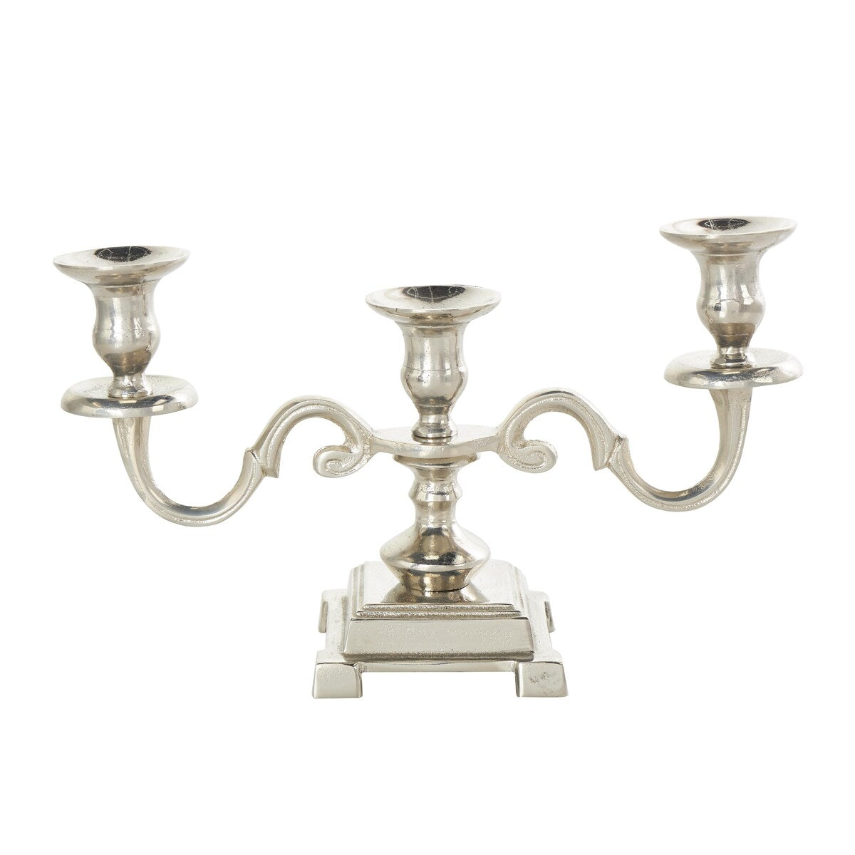 Aluminum Metal Scrolled Candelabra - Gold or Silver - The Novogratz