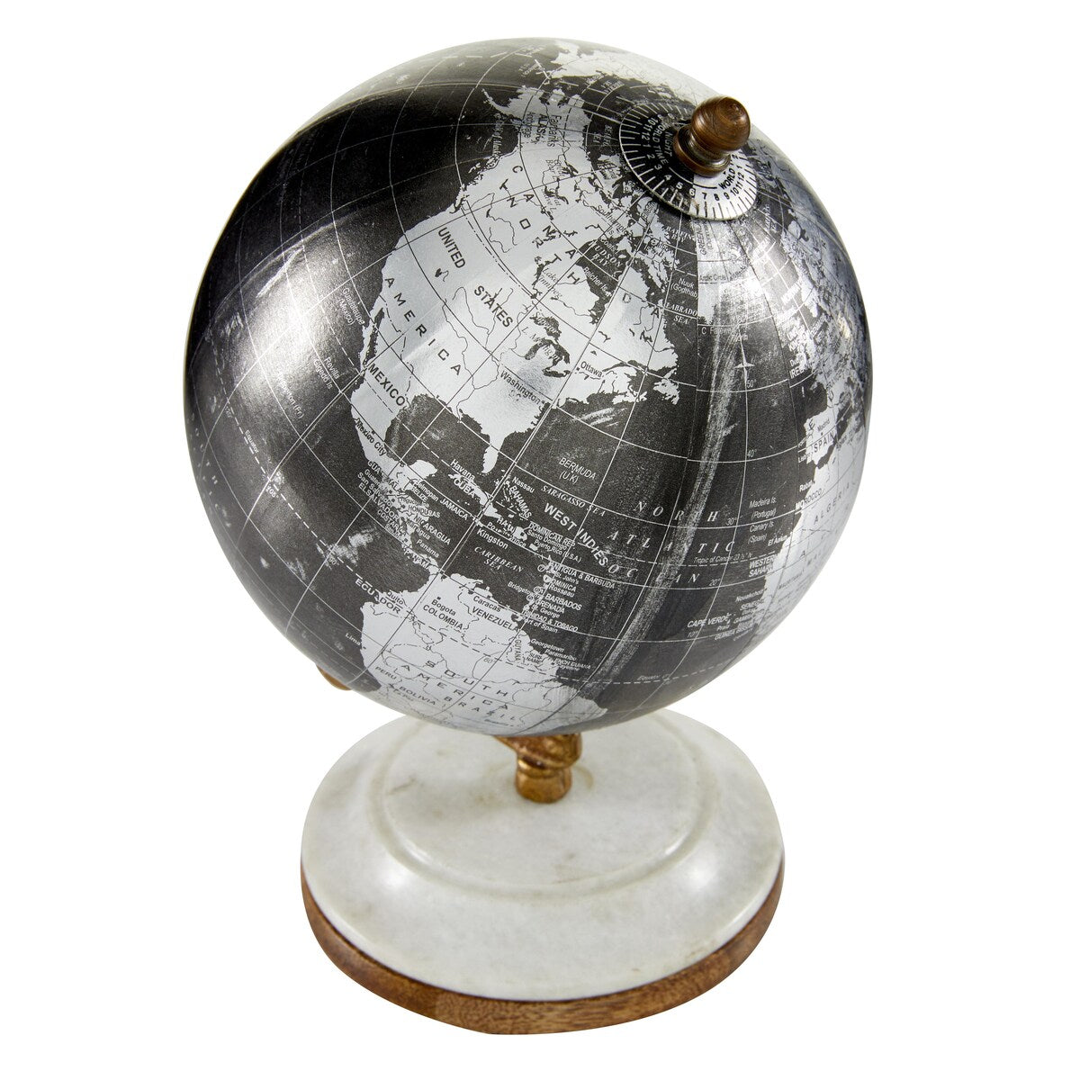 Plastic Globe with Marble Base - Black - Roche River Decor