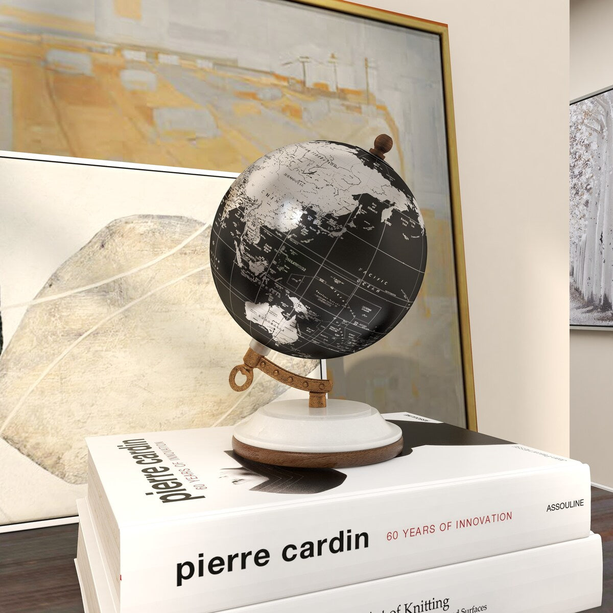 Plastic Globe with Marble Base - Black - Roche River Decor