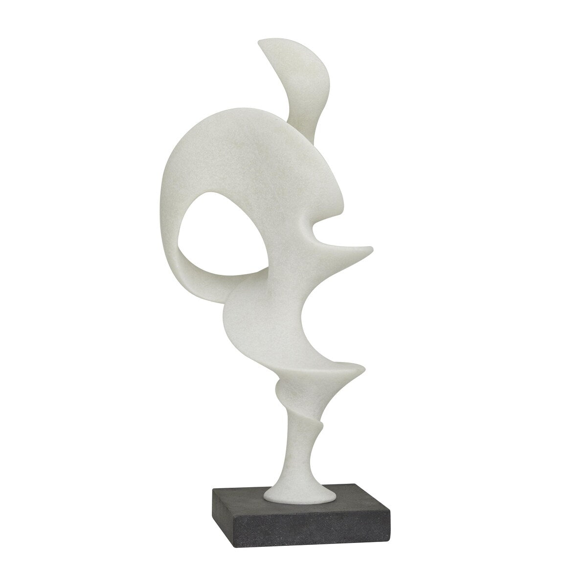 Polystone Abstract Decorative Sculpture with Black Base - White - Roche River Decor