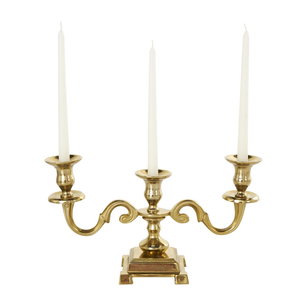 Aluminum Metal Scrolled Candelabra - Gold or Silver - The Novogratz