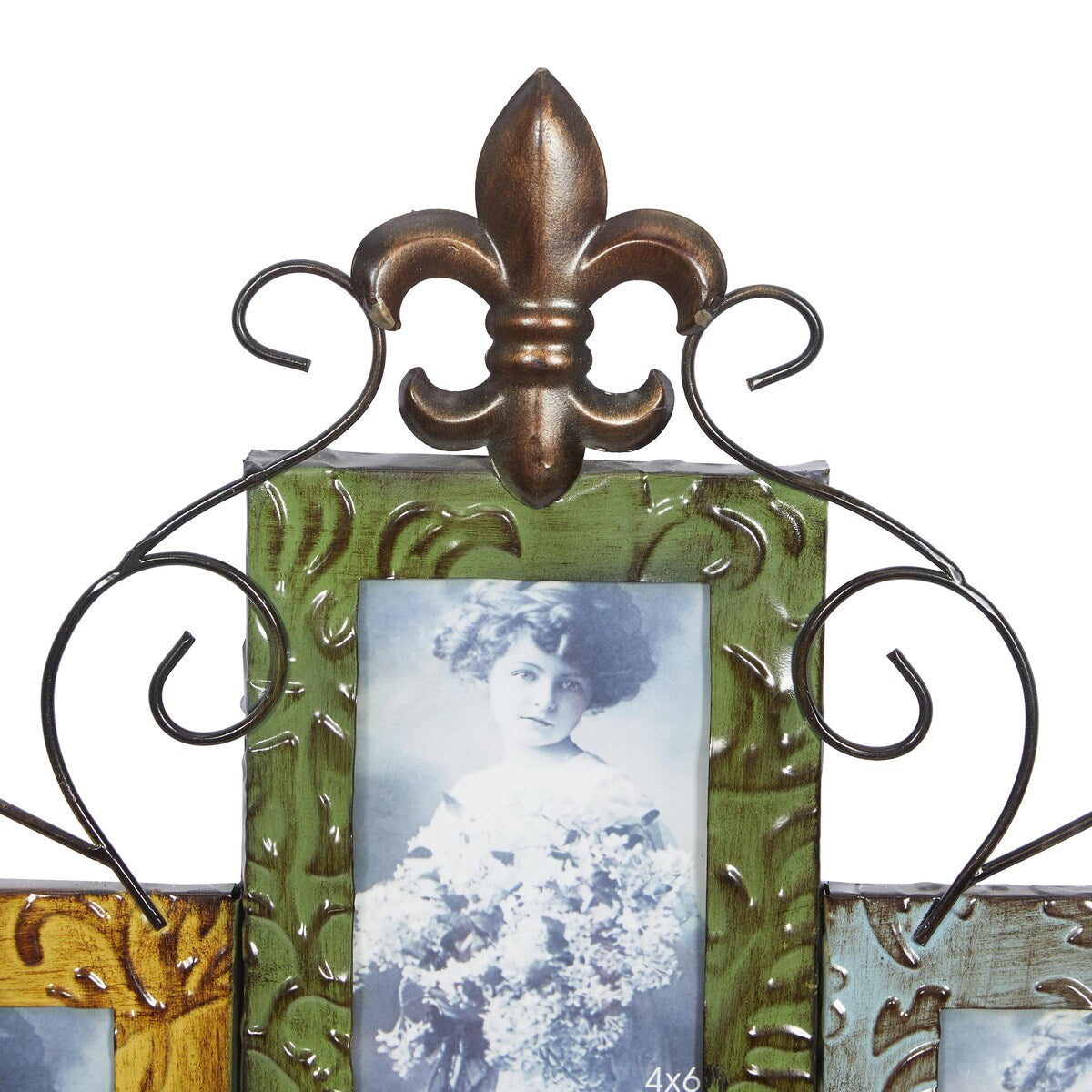 Metal Scroll 4 Slot Wall Photo Frame - Multi Colored - Roche River Decor