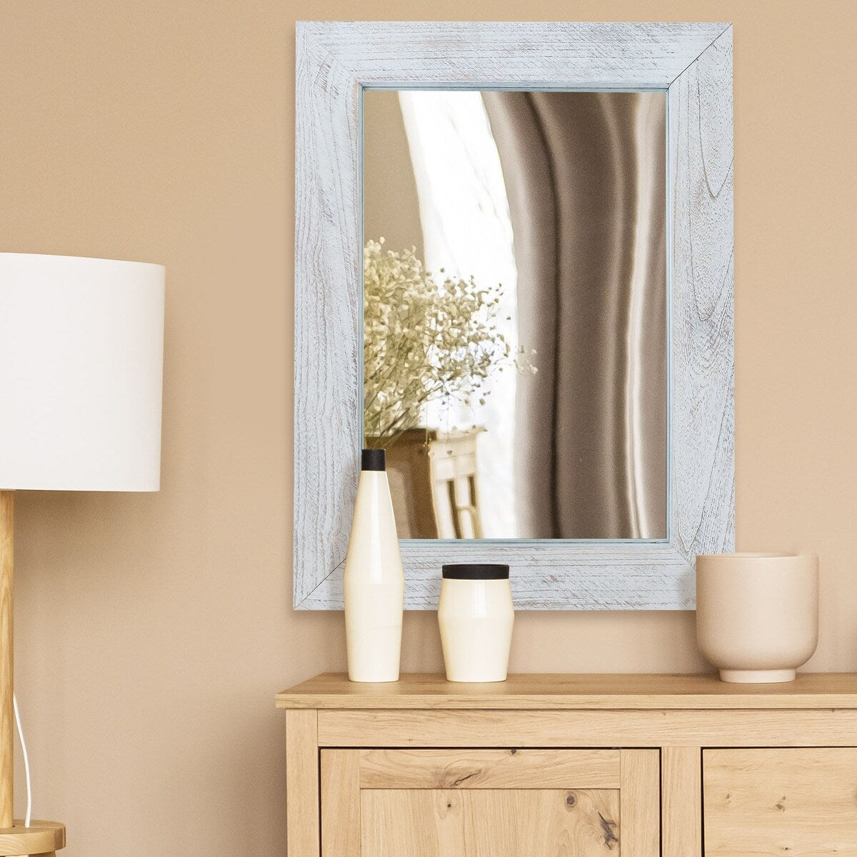 Farmhouse Wooden Framed Bathroom Vanity Wall Mirror