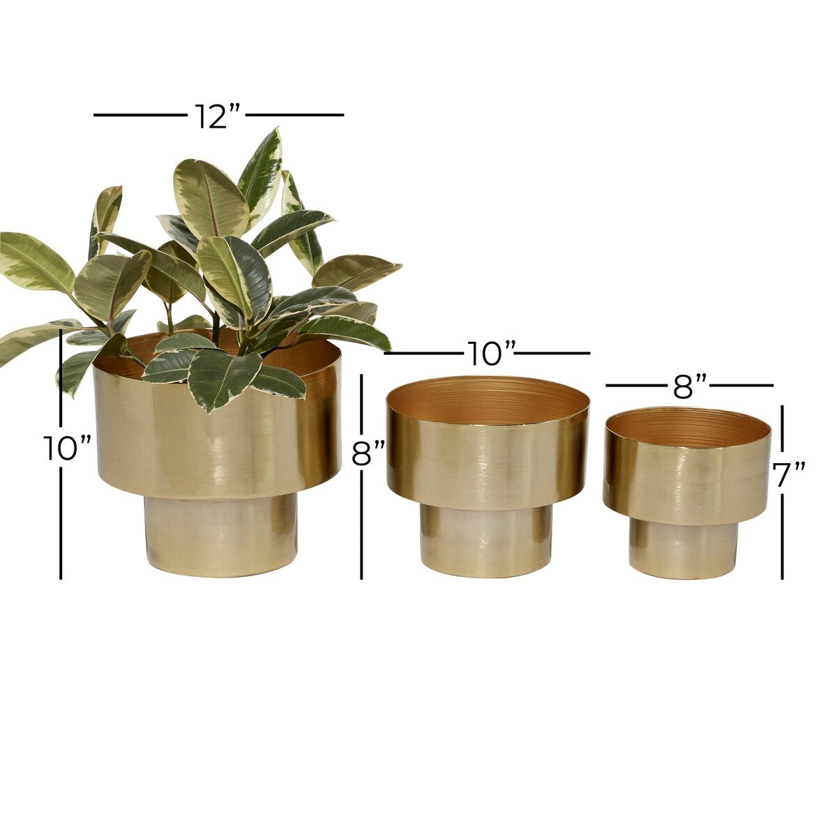 Metal Brushed Indoor Outdoor Planter - Set of 3 Gold - Roche River Decor