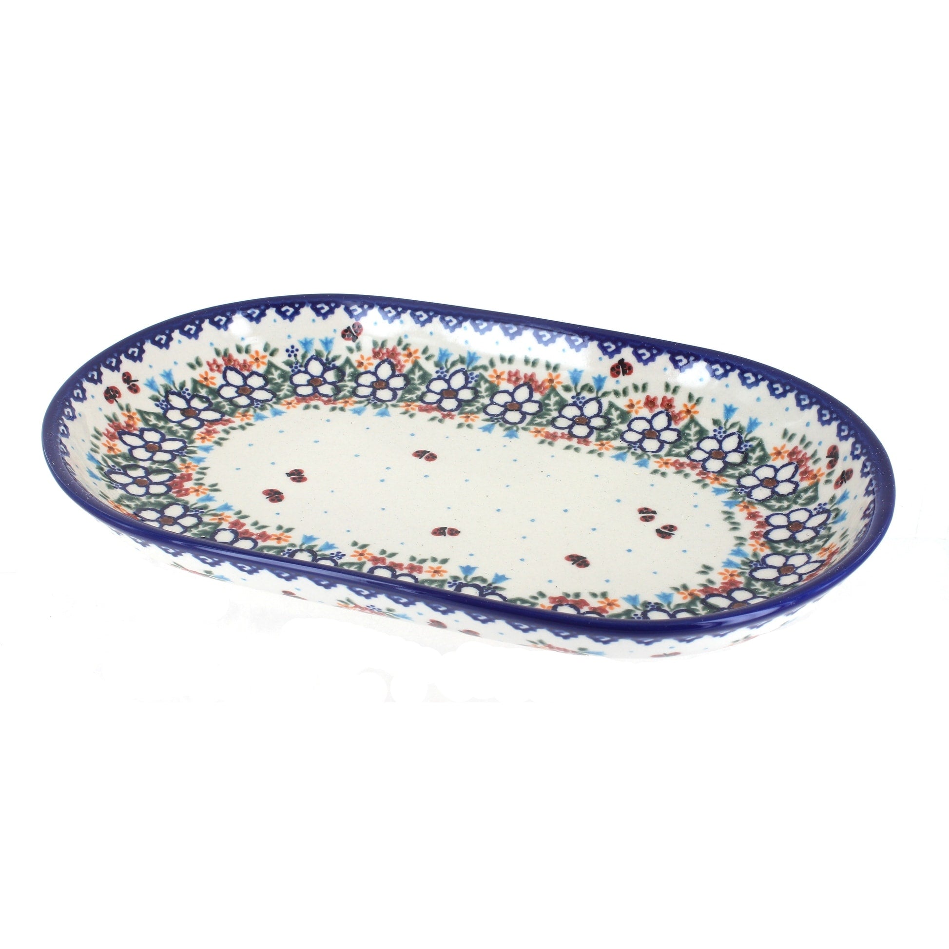 Blue Rose Polish Pottery 116 Vena Large Oval Serving Dish