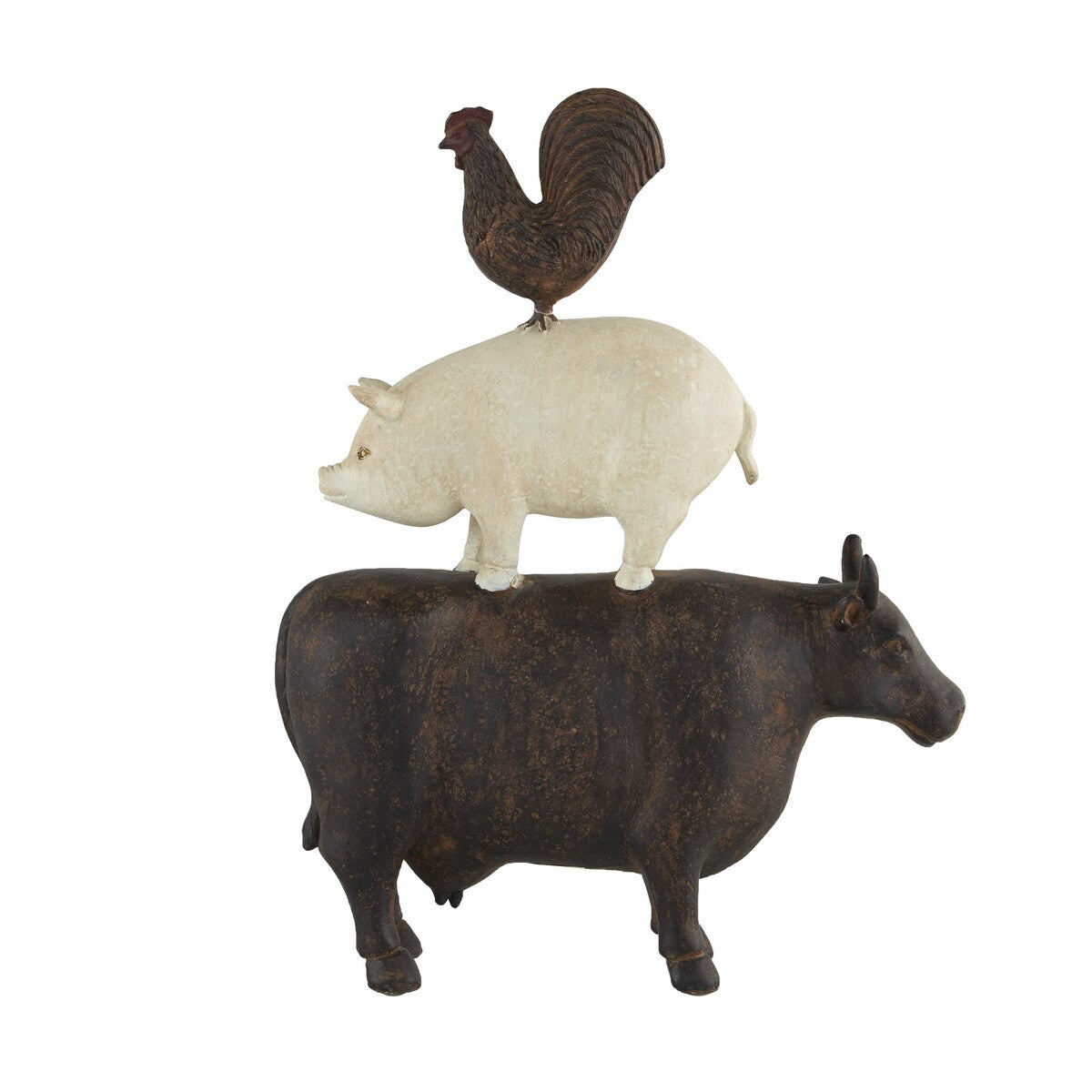 Polystone Farm Animals Stacked Decorative Sculpture - Brown - Roche River Decor