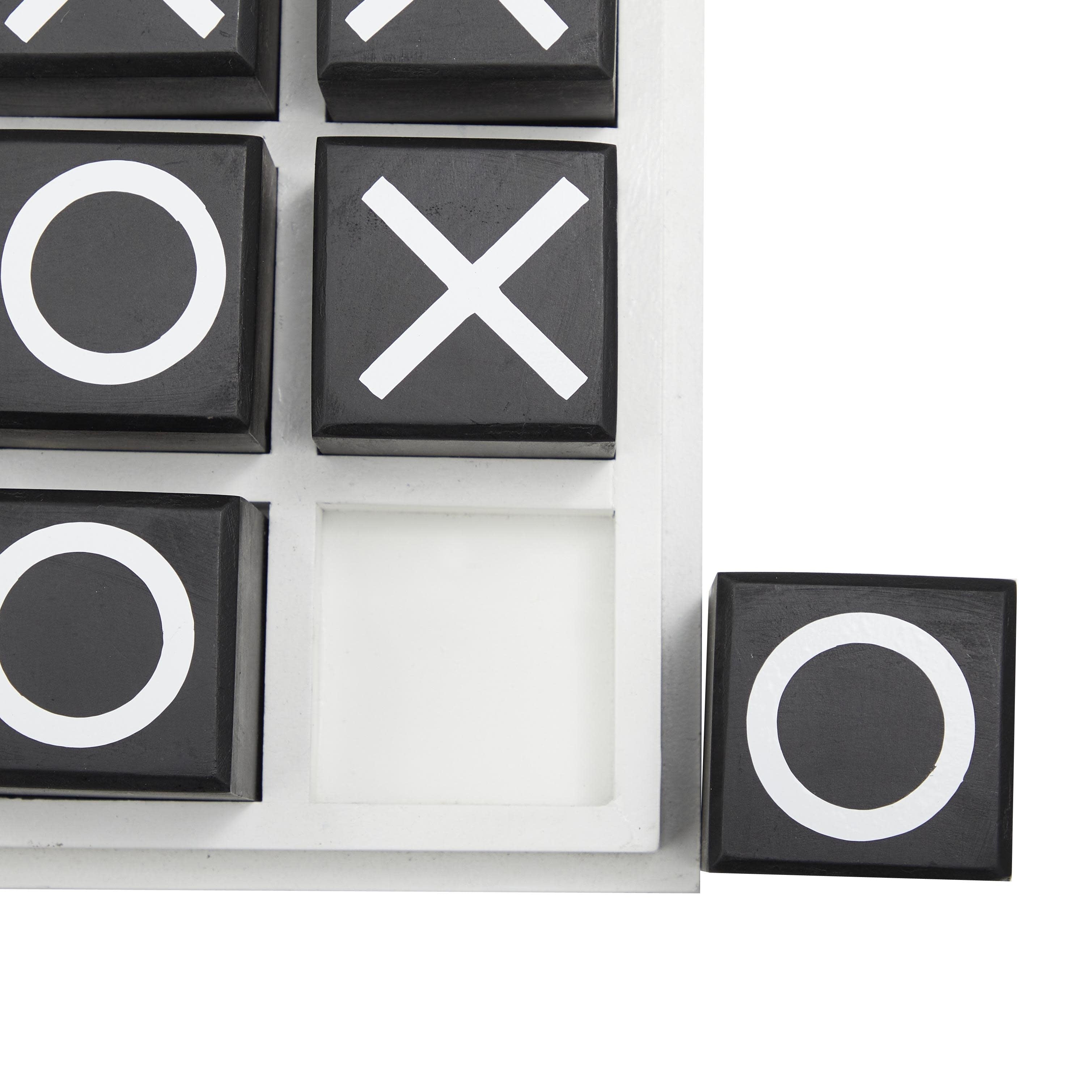 Wooden Tic Tac Toe Block Game Set with Steel or Light Wood Pieces - Black, Dark Brown, Gold - The Novogratz