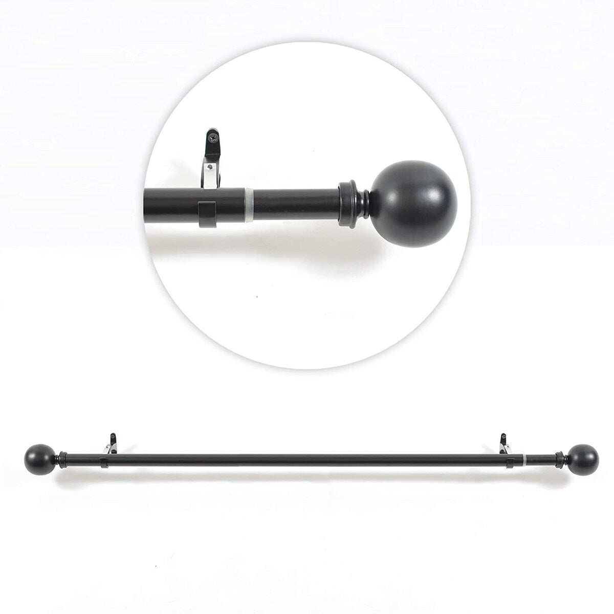 Deco window 1 Inch Adjustable Curtain Rod for Windows & Doors Curtains with Ball Finials & Brackets Set