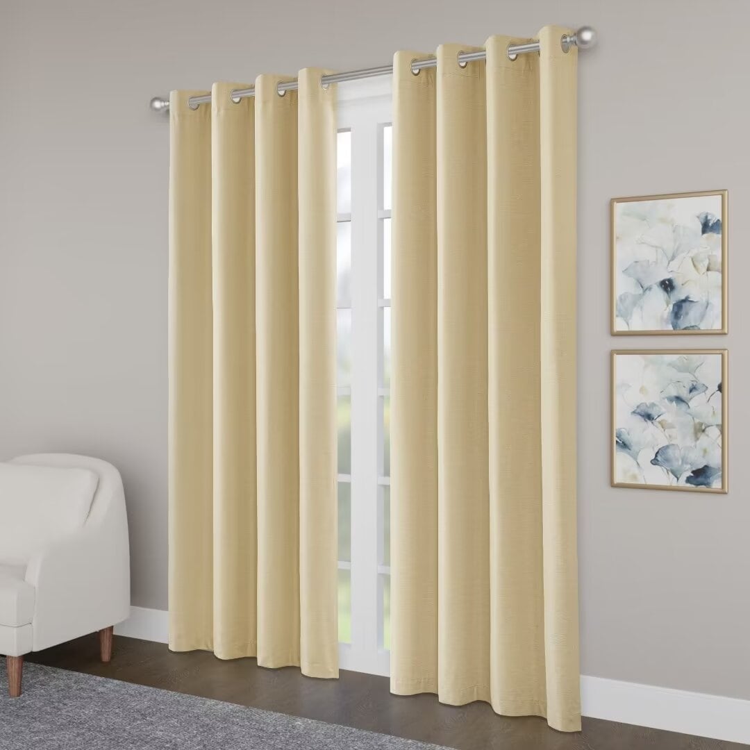 Blackout Brushed Textured Grommet Curtain Pair(2 Panels)