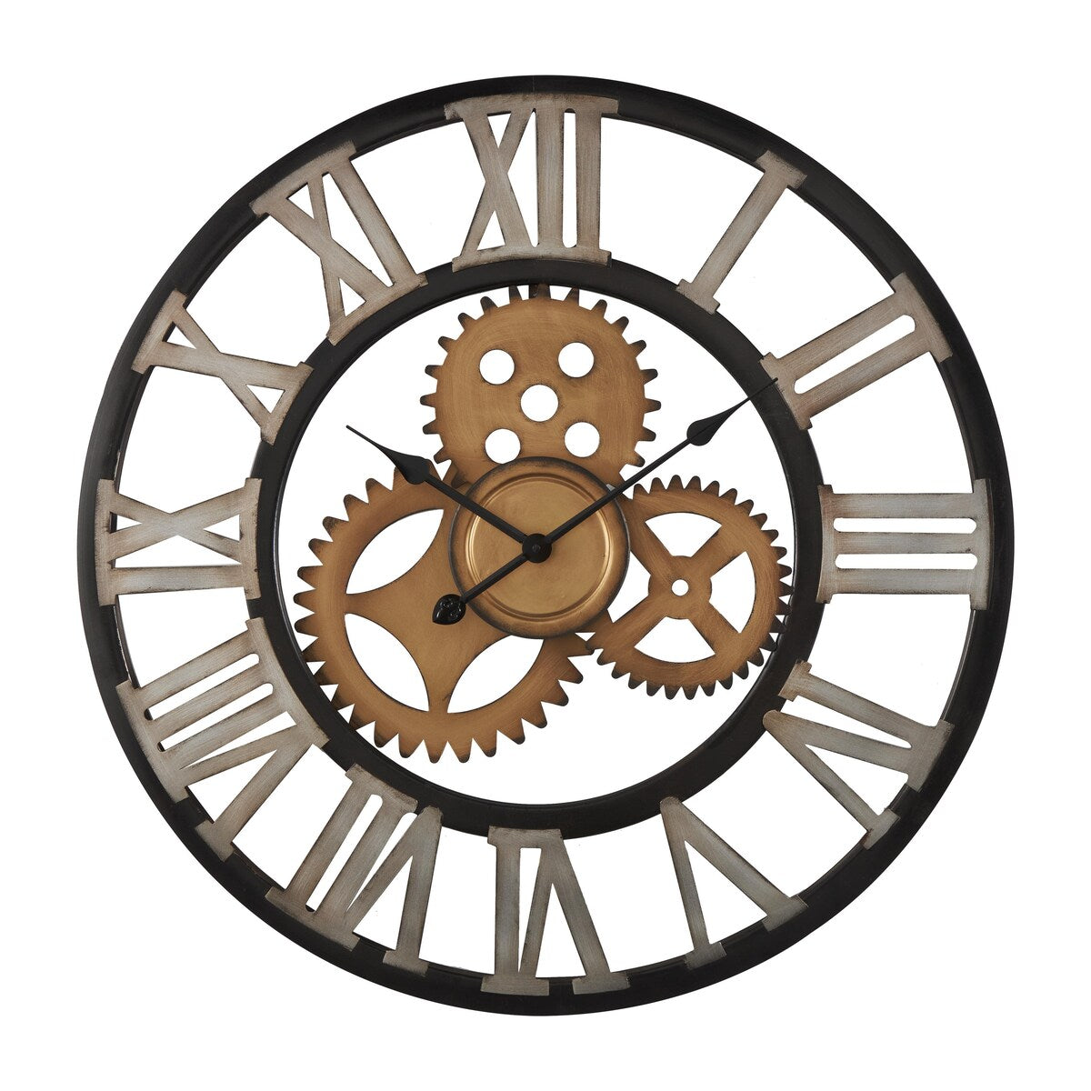 Metal Gear Decorative Wall Clock - Brown - Roche River Decor