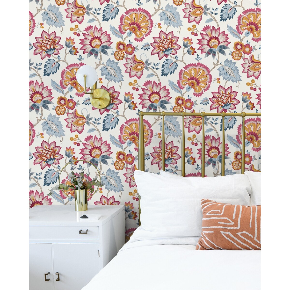 NextWall Jacobean Blossom Floral Peel and Stick Wallpaper