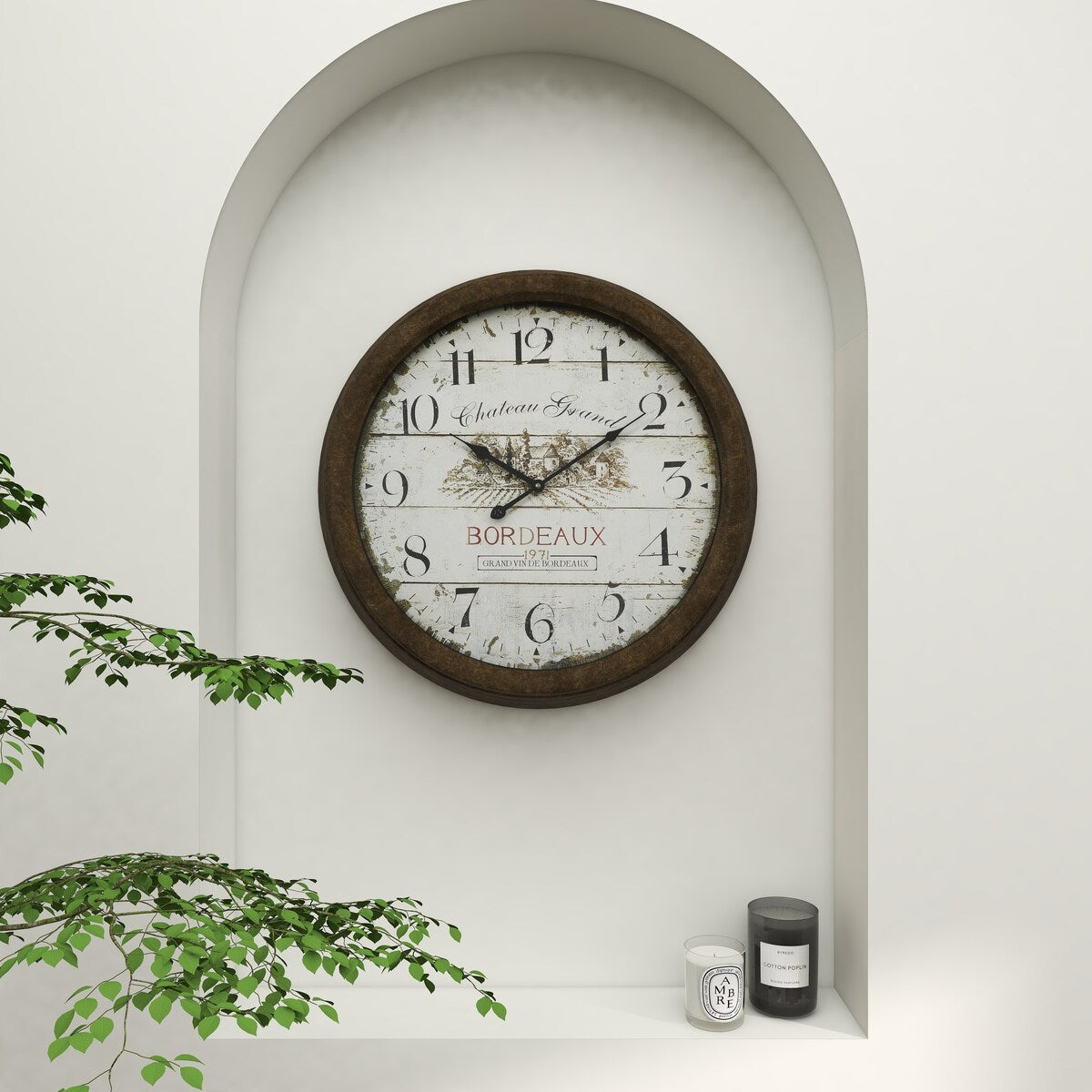 Metal Decorative Wall Clock with Bordeaux - Roche River Decor