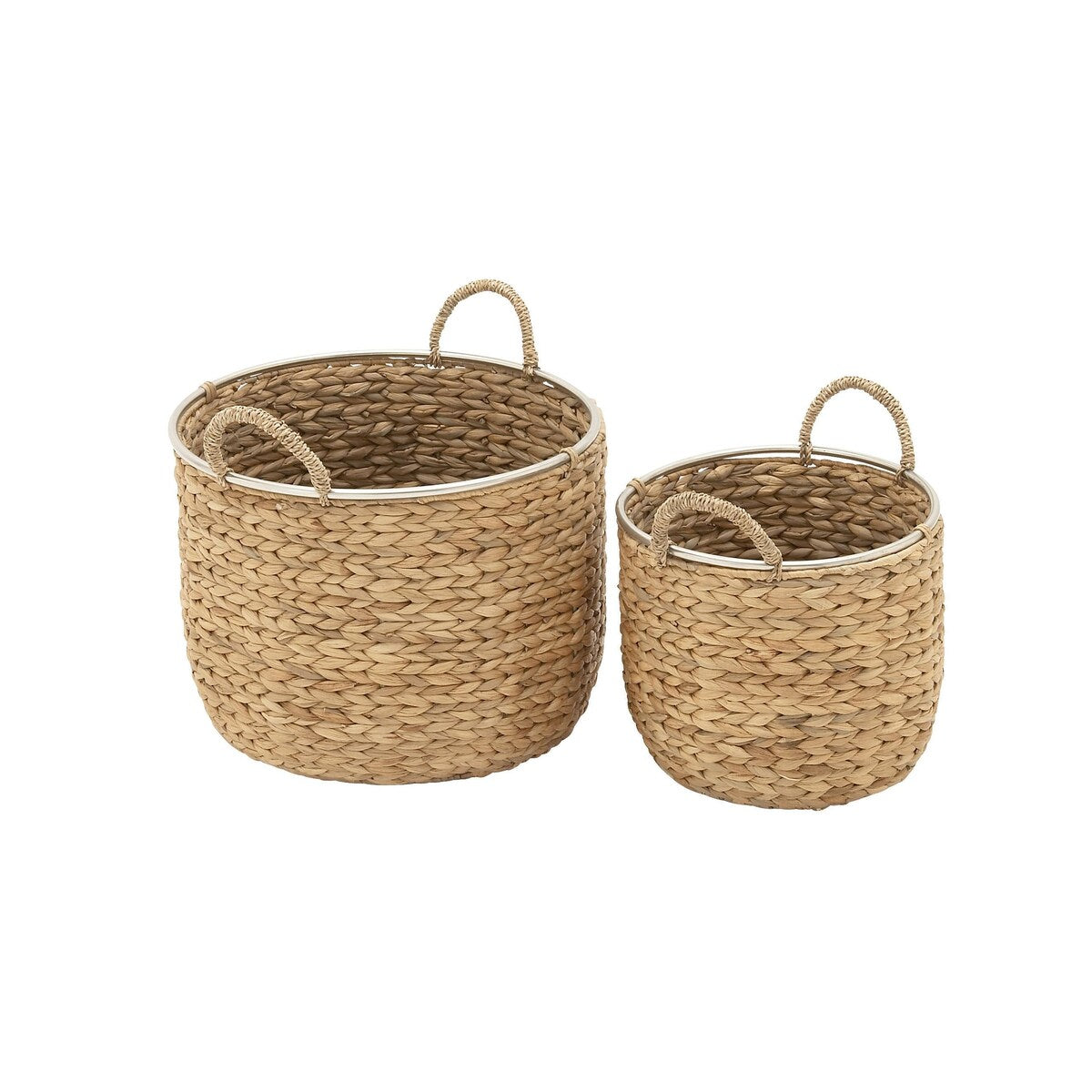 Seagrass Handmade Decorative and Functional Storage Basket with Handles - Set of 2 Light Brown - Roche River Decor