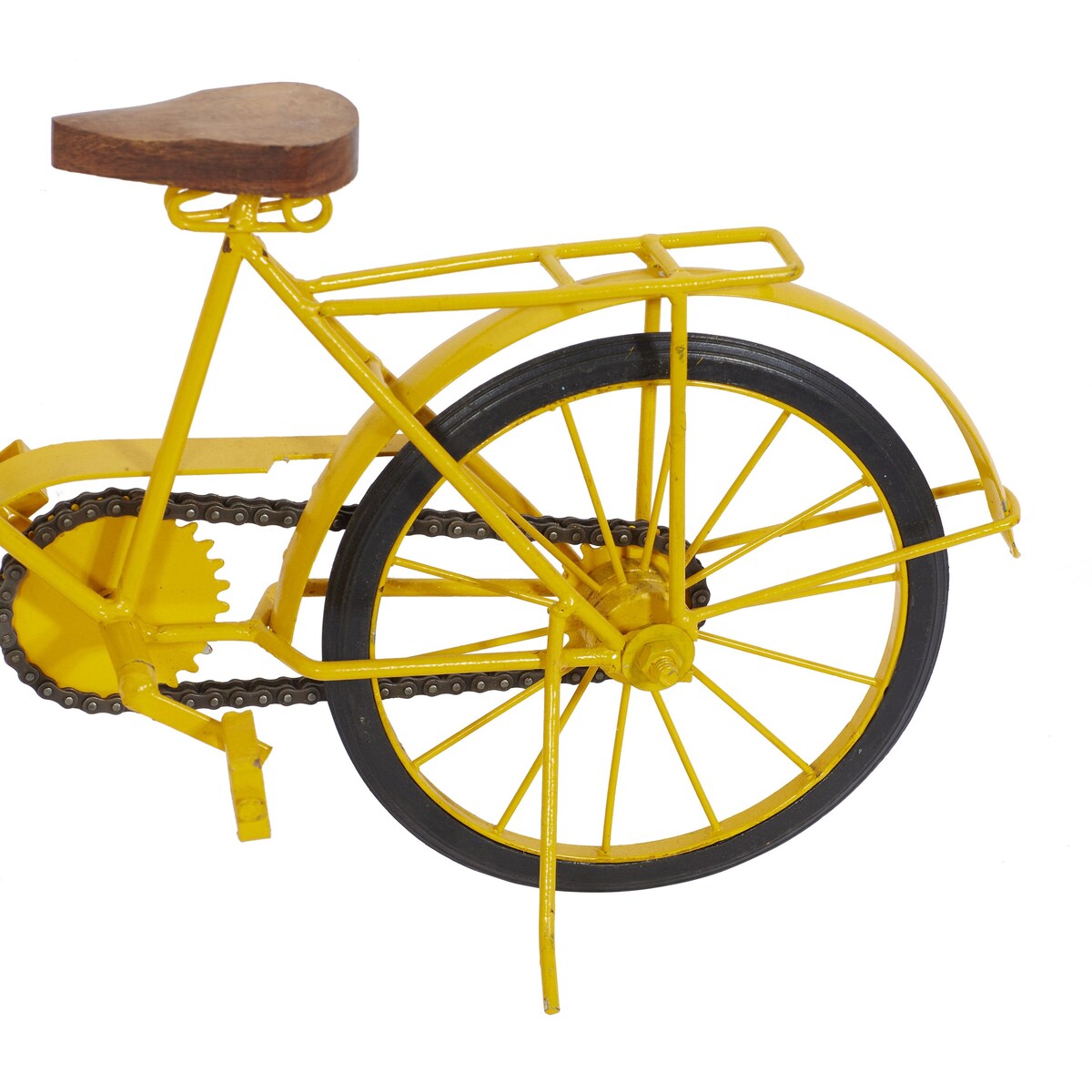 Metal Bike Decorative Sculpture with Wood Accents - Yellow or Blue - Roche River Decor