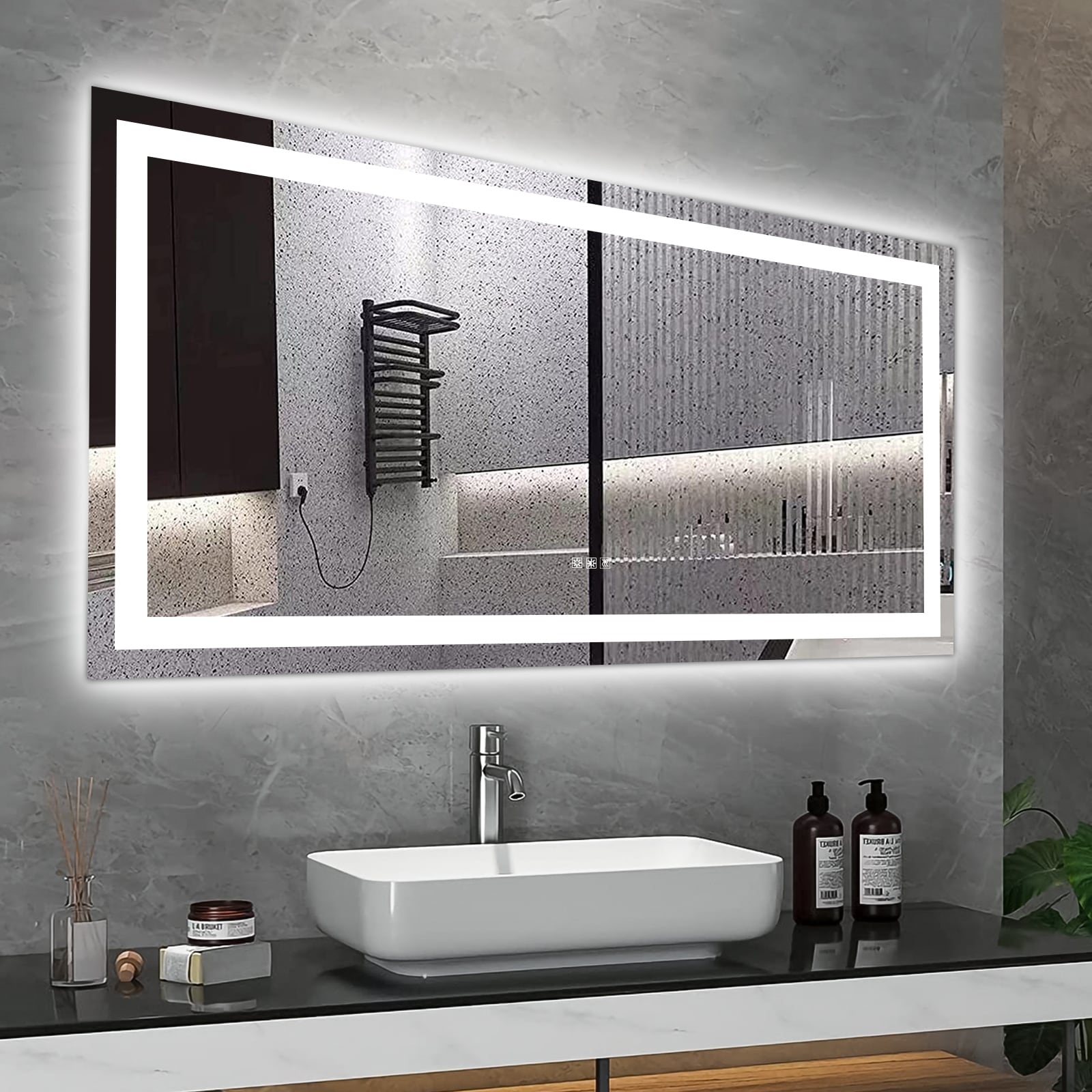 60x32 Inch LED Bathroom Mirror with lights,Anti-Fog & Dimming Led Bathroom Vanity Mirror