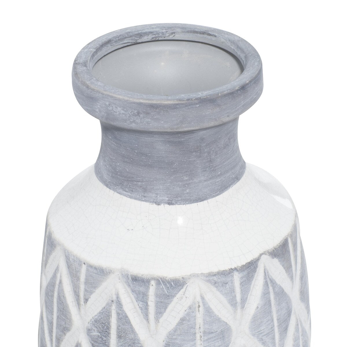 Ceramic Decorative Vase with Diamond Pattern - Gray - Roche River Decor