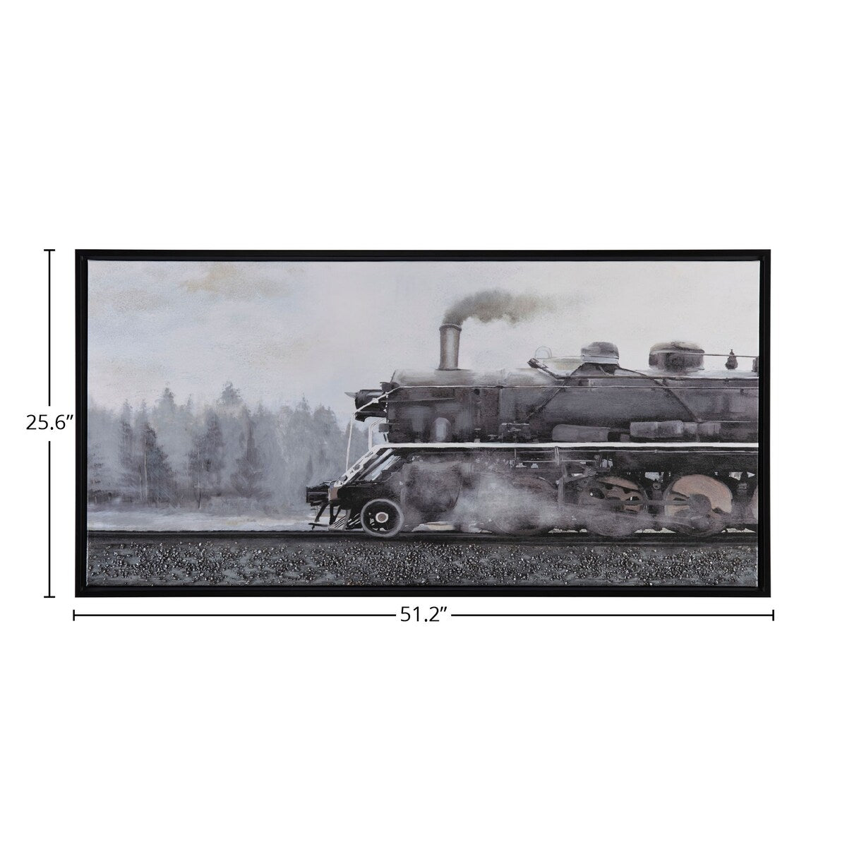 Cold Tracks Canvas Wall Art with Black Frame - Grey