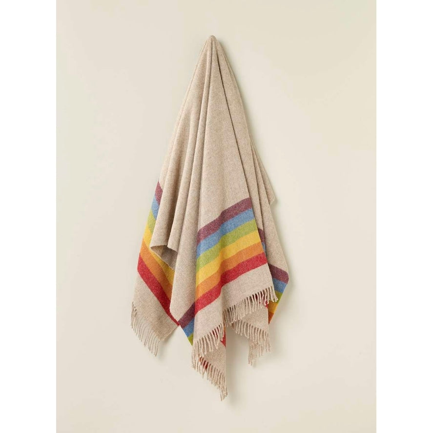 Pride Beige Multi, Shetland Pure New Wool Throw Blanket