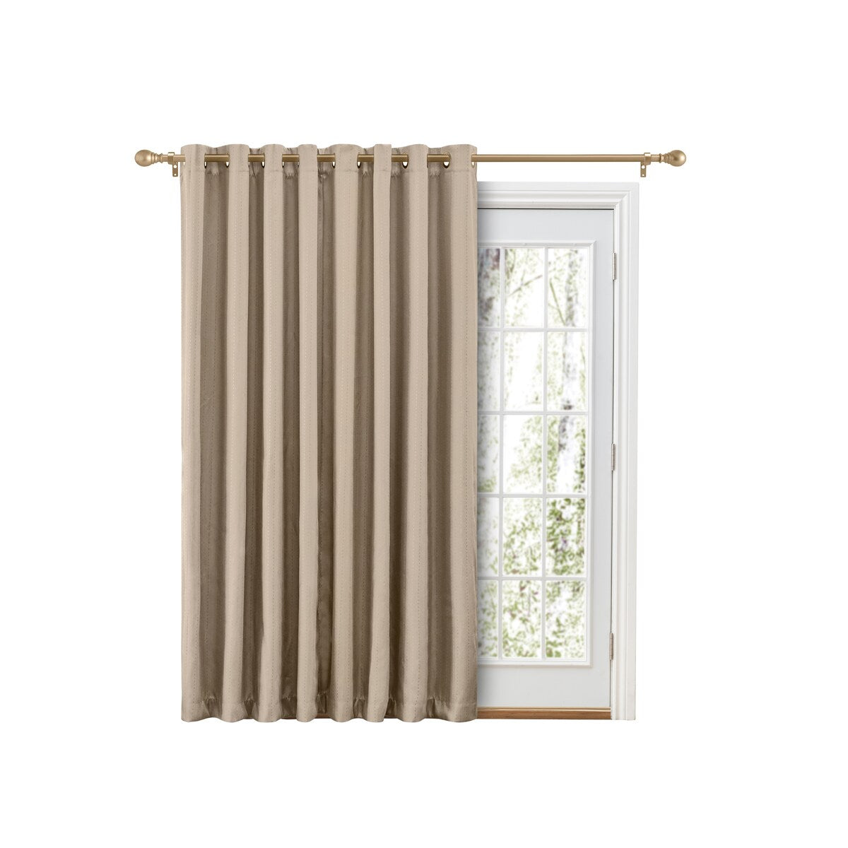 Grand Pointe Grommet Blackout Patio Curtain Panel with Attachable Wand