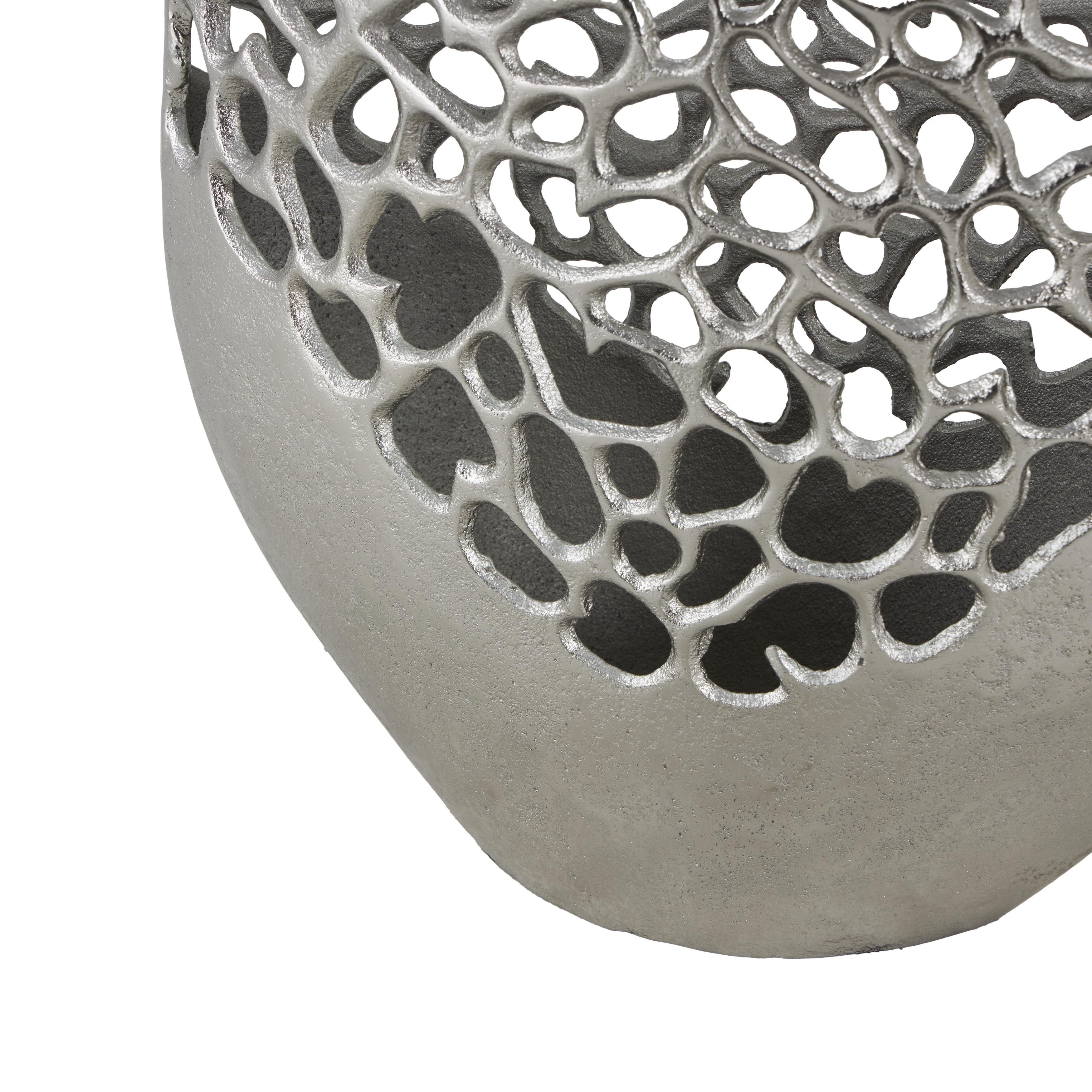 Aluminum Metal Rounded Decorative Vase with Freeform Open Lattice Work - Silver or Gold - Roche River Decor