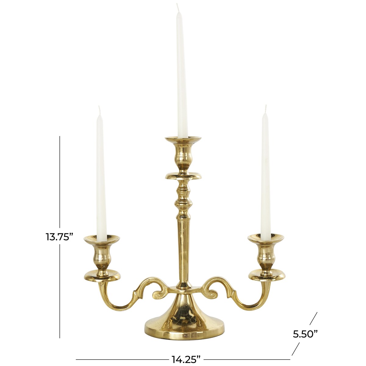 Aluminum Metal Scrolled Candelabra - Gold or Silver - The Novogratz