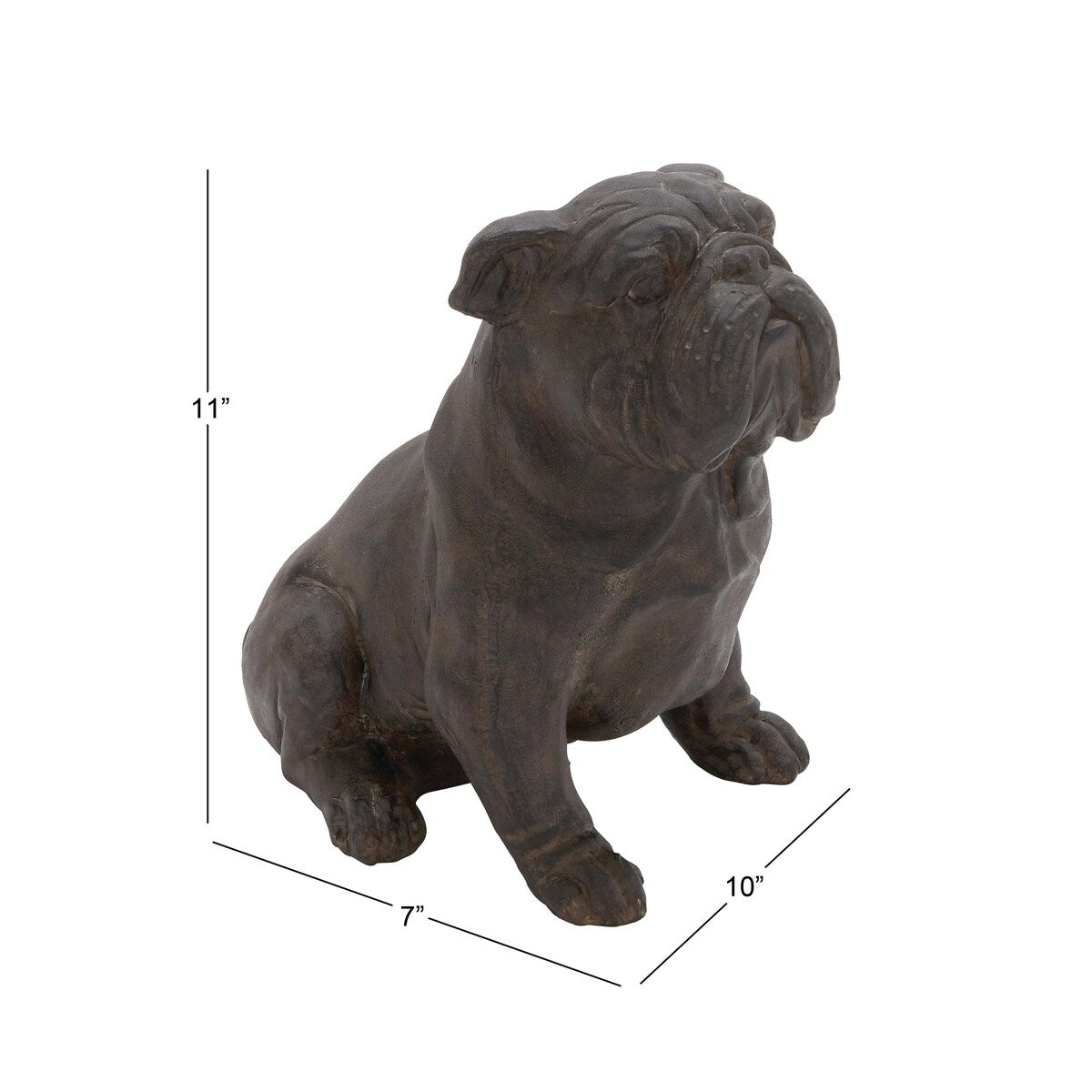 Polystone Bulldog Weathered or Distressed Sitting Decorative Sculpture - Brown - Roche River Decor