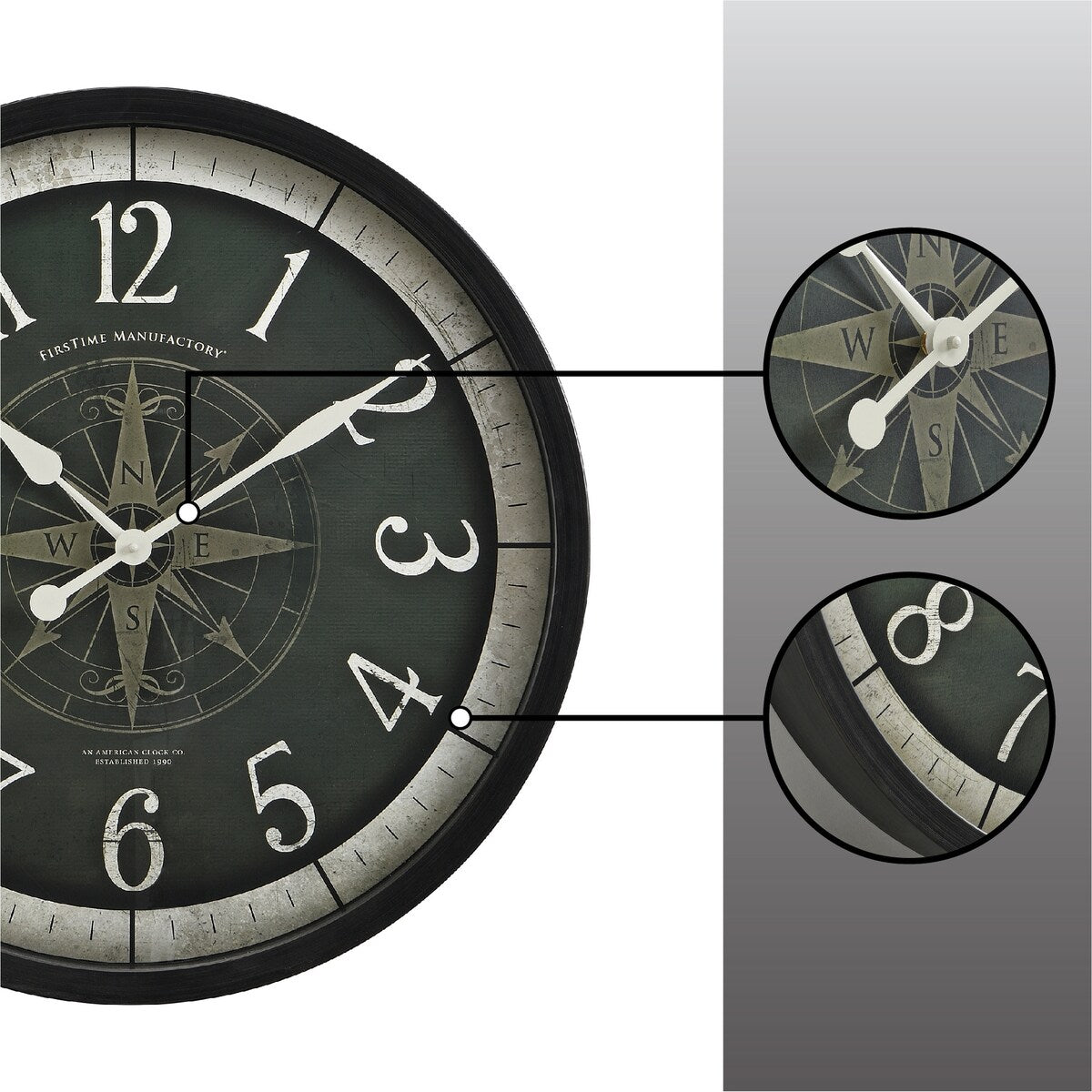 FirsTime & Co. Compass Rose Oil Rubbed Bronze Wall Clock