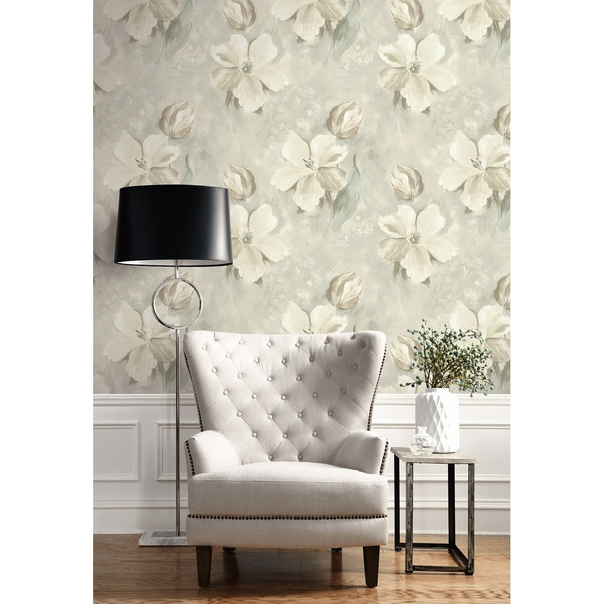 Seabrook Designs Brielle Watercolor Floral Unpasted Wallpaper