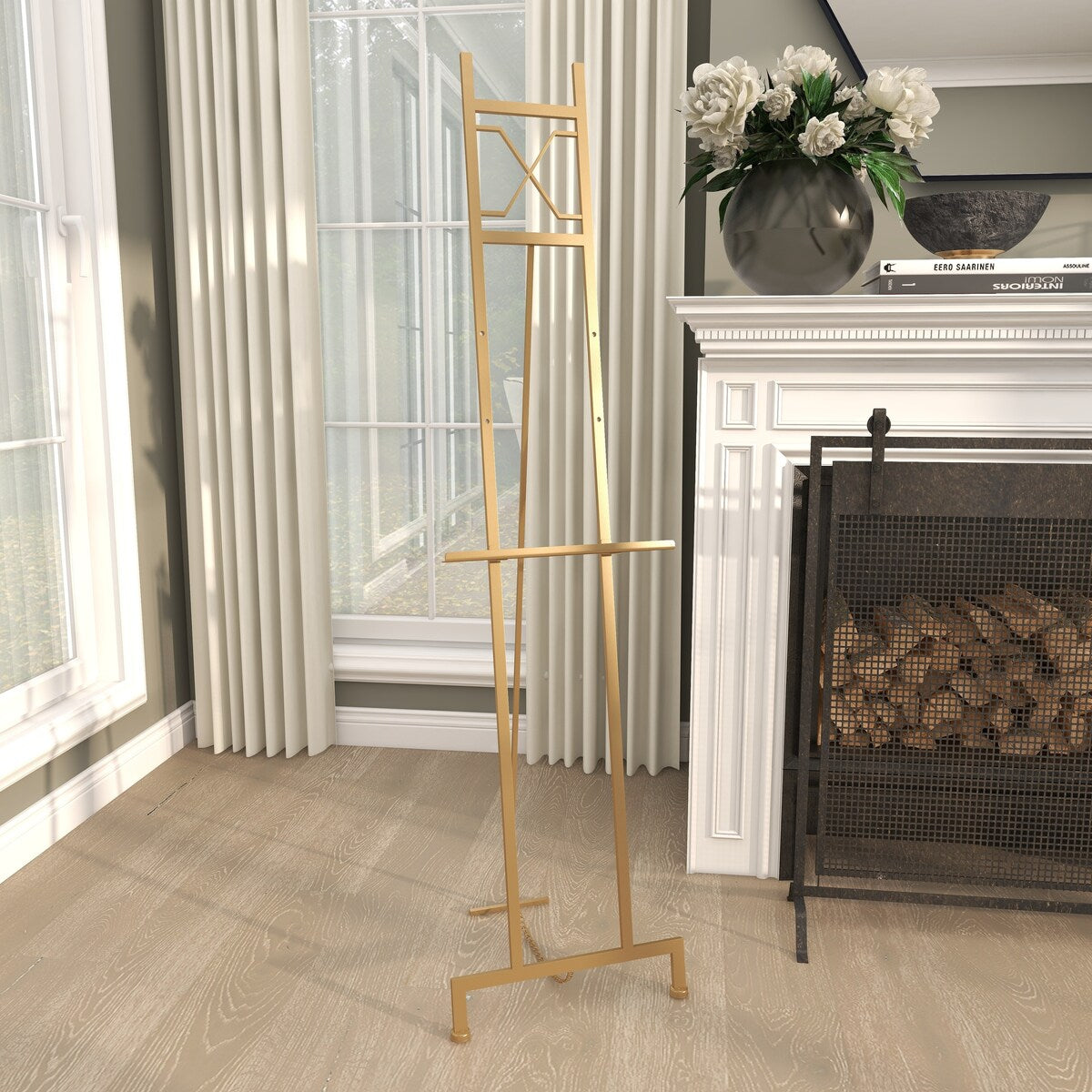 Metal Tall Adjustable 3 Tier Display Easel with Chain Support - Gold, White or Black - Roche River Decor