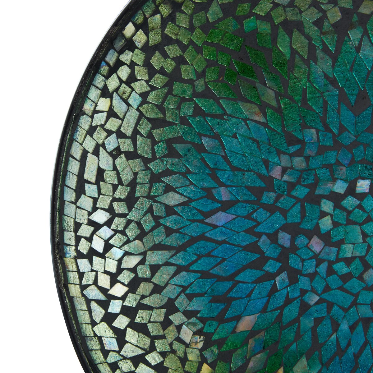 Glass Abstract Handmade Mosaic Inspired Charger with Black Stand - Green - Roche River Decor