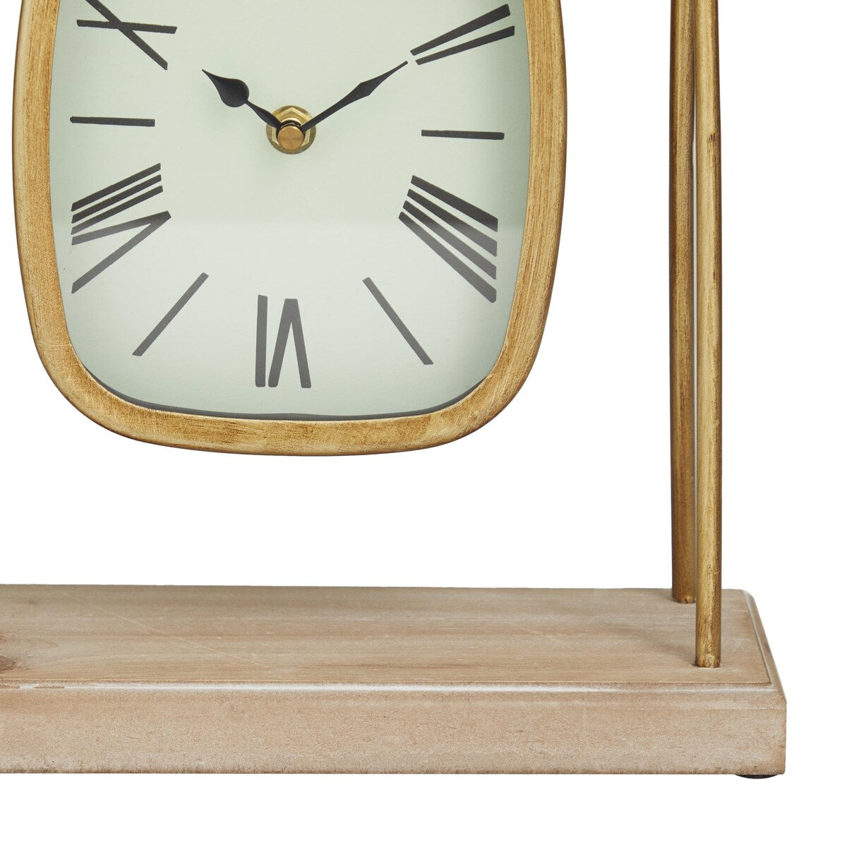 Wood Pendulum Decorative Clock with Wood Base - Gold - Roche River Decor