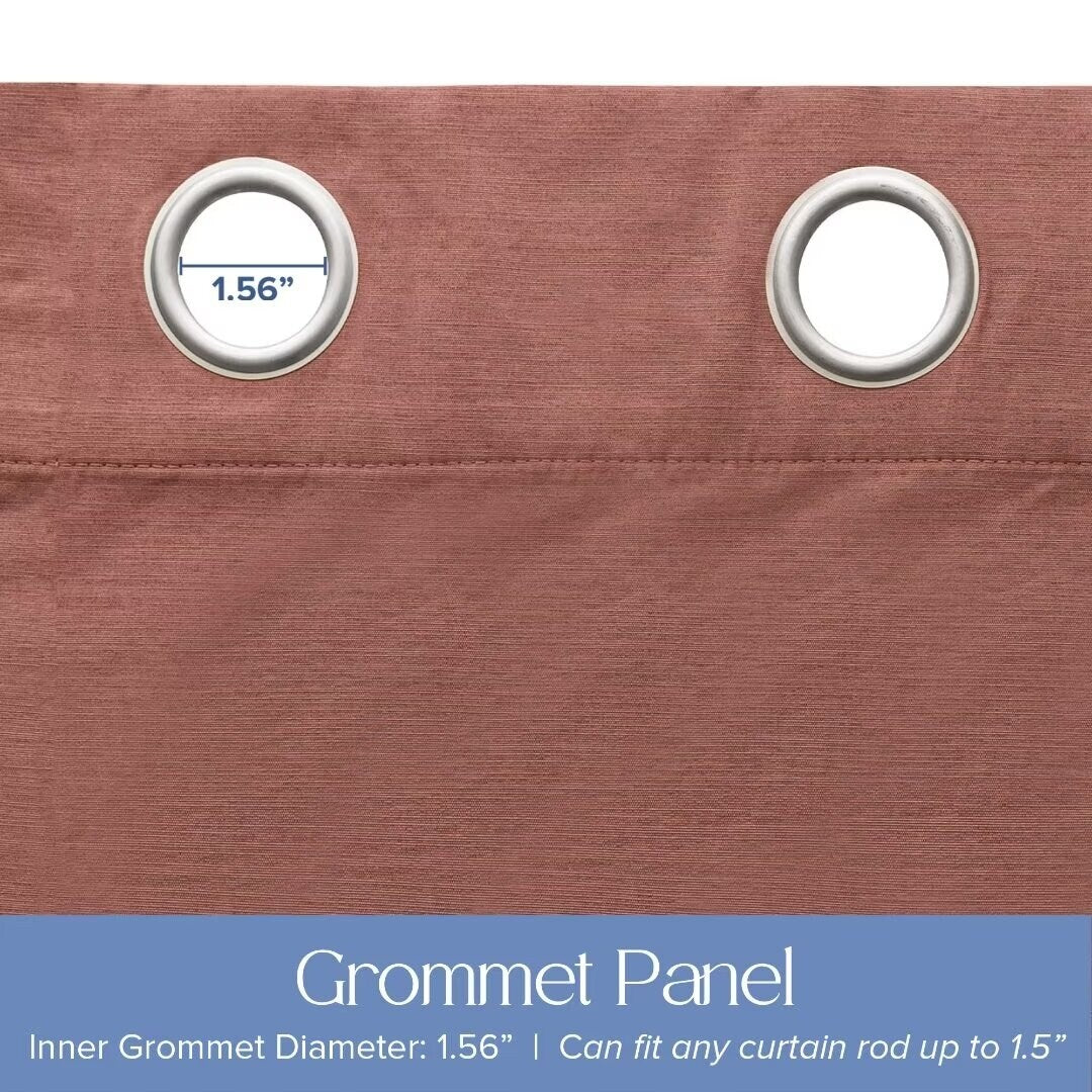 Blackout Brushed Textured Grommet Curtain Pair(2 Panels)