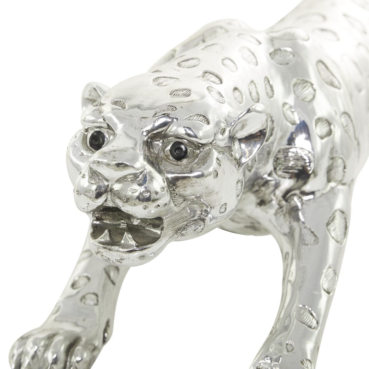 Polystone Leopard Decorative Sculpture - Silver - Roche River Decor