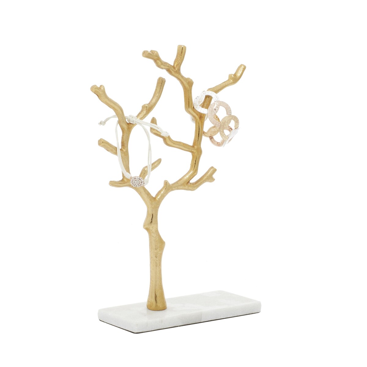 Marble Tree Jewelry Stand with Rectangular Base - Gold or Silver - CosmoLiving by Cosmopolitan