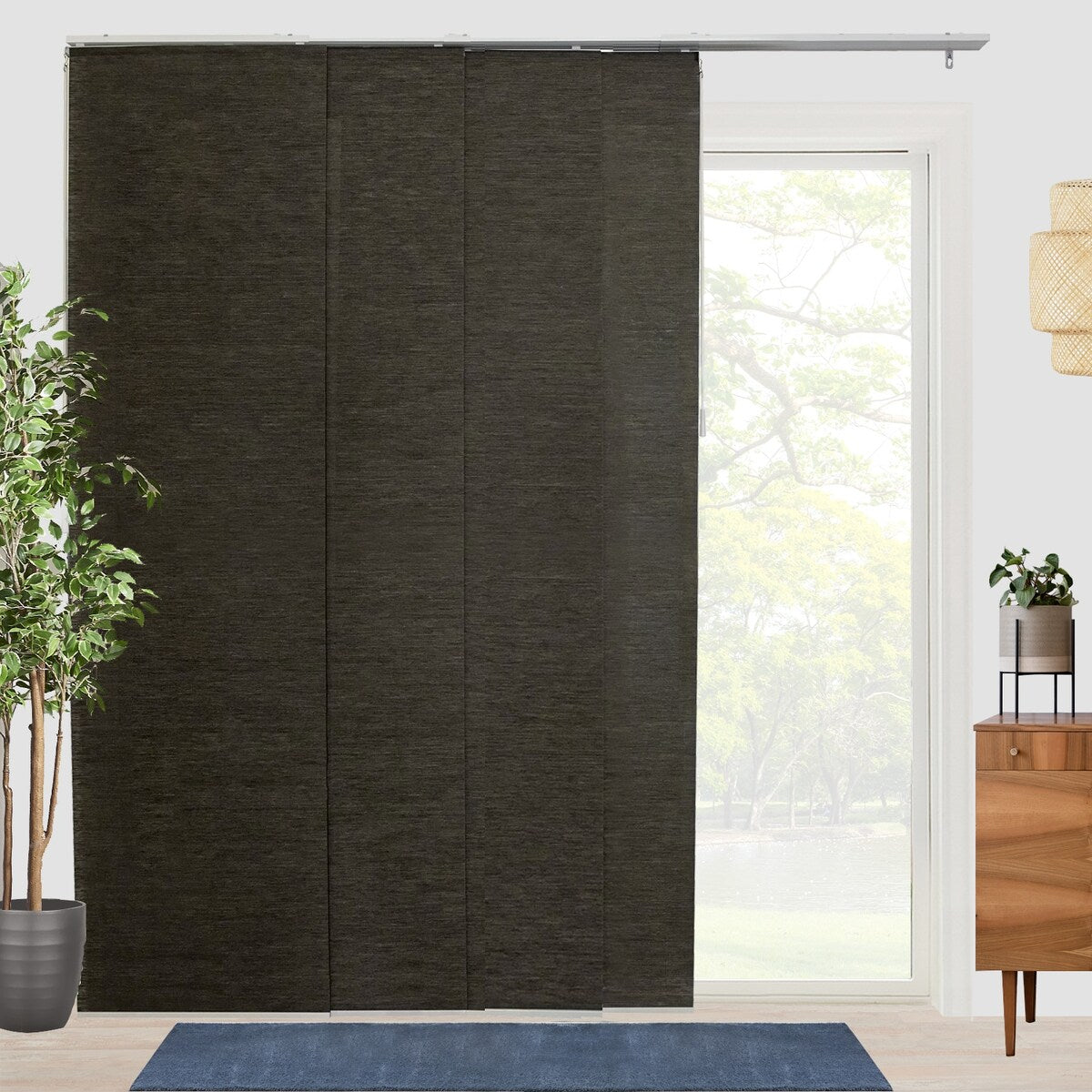 CHICOLOGY Adjustable Sliding Panels, 4-Rail Track, Vertical Blinds, Pation Door Curtain, Room Divider