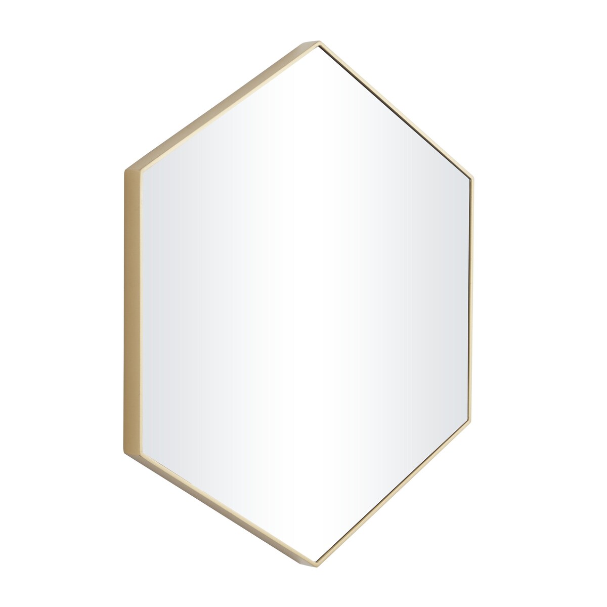 Wooden Hexagon Room Wall Mirror with Thin Minimalistic Frame - Black or Gold - CosmoLiving by Cosmopolitan