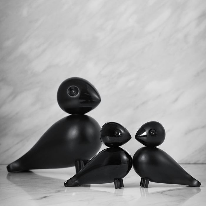 Kay Bojesen Lovebirds Pair, Black - H: 3.5