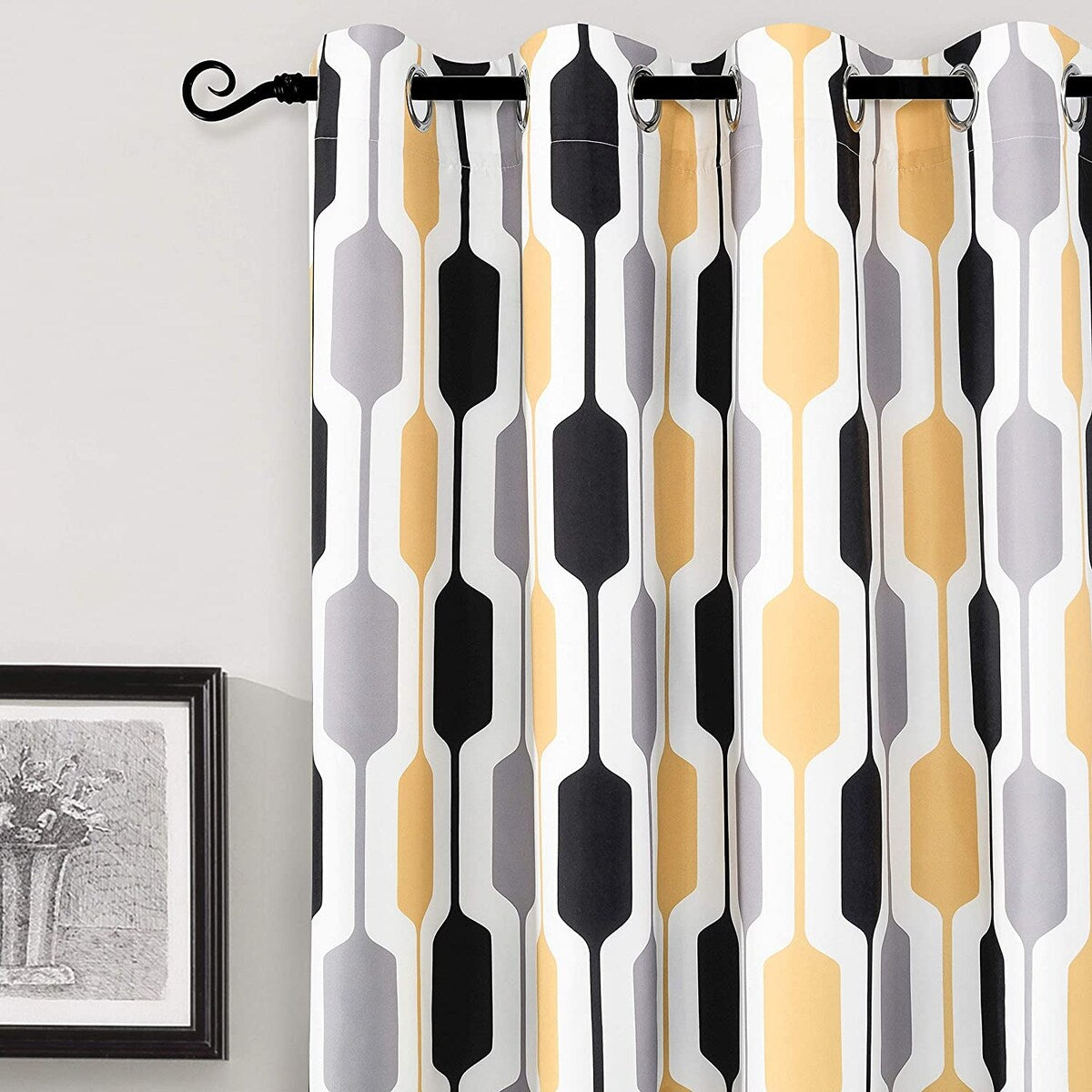 DriftAway Riley Geo Pattern Mid Century Lined Blackout Grommet Window Curtain Panel Pair