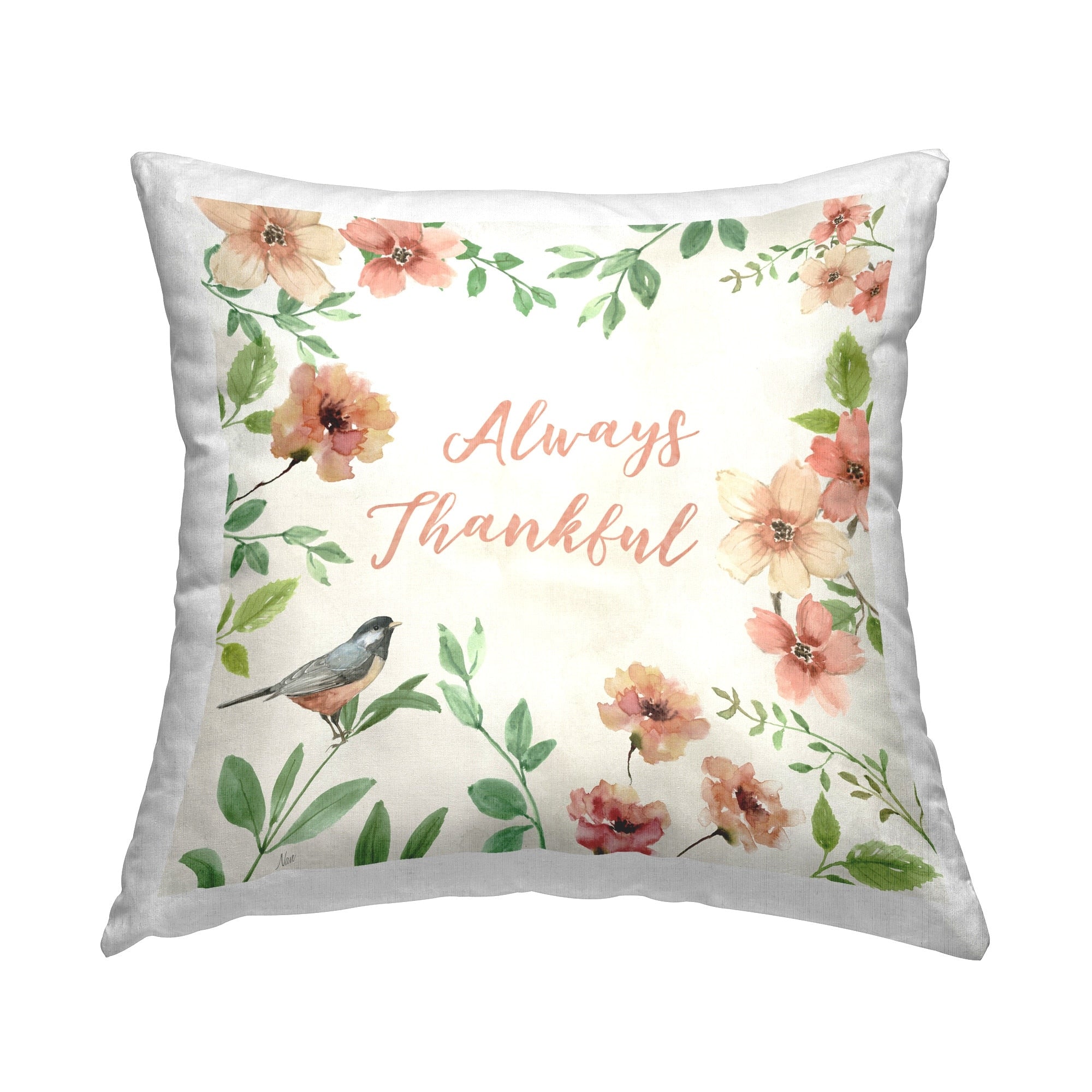 Stupell Always Thankful Floral Decorative Printed Throw Pillow Design by Nan