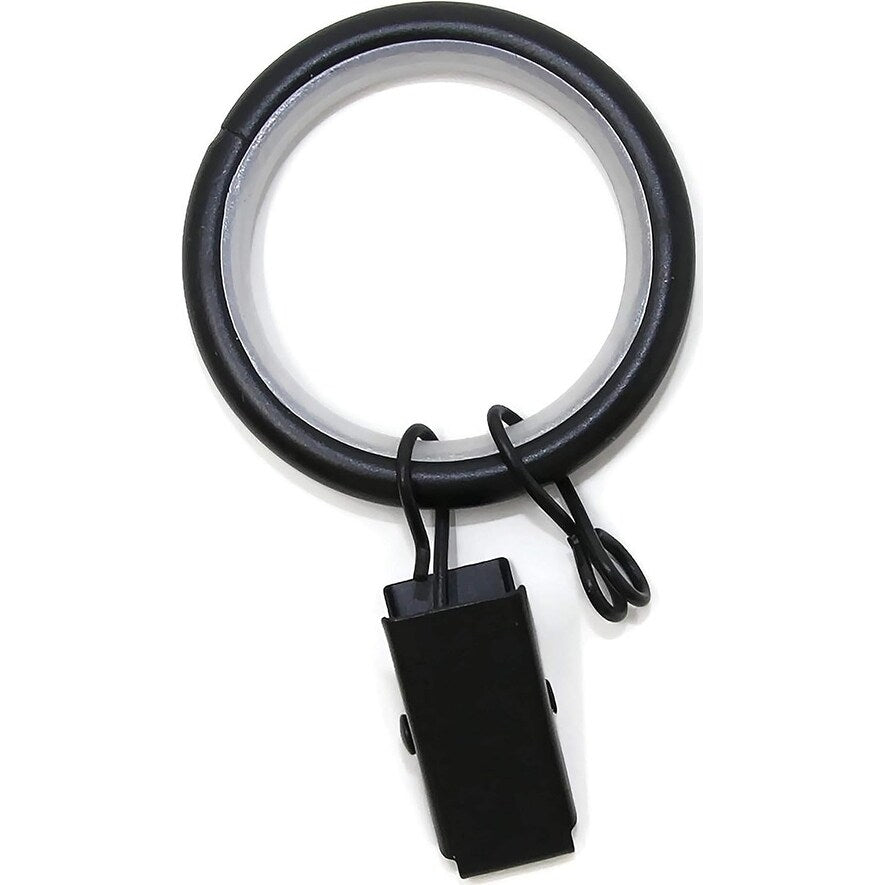 1-inch Metal Curtain Drapery Rings with Clips, Eyelets and Nylon Inserts Quiet Smooth (Set of 8)