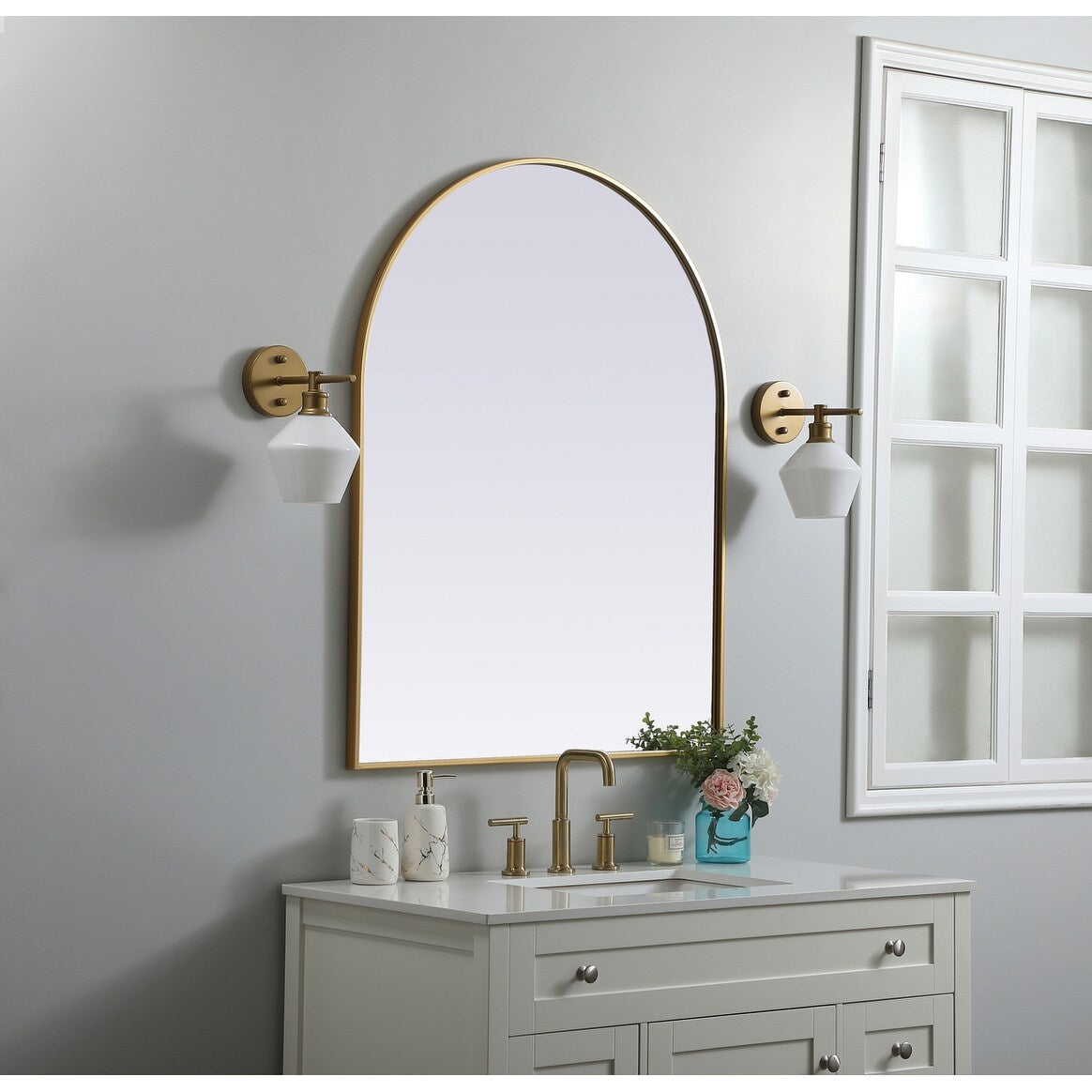 Indigo Home Metal Frame Arch Mirror 33x42 Inch